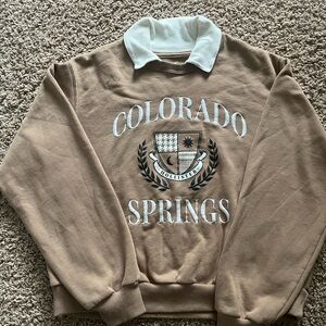 Hollister Brown Crewneck Sweater with Colorado Springs Design
